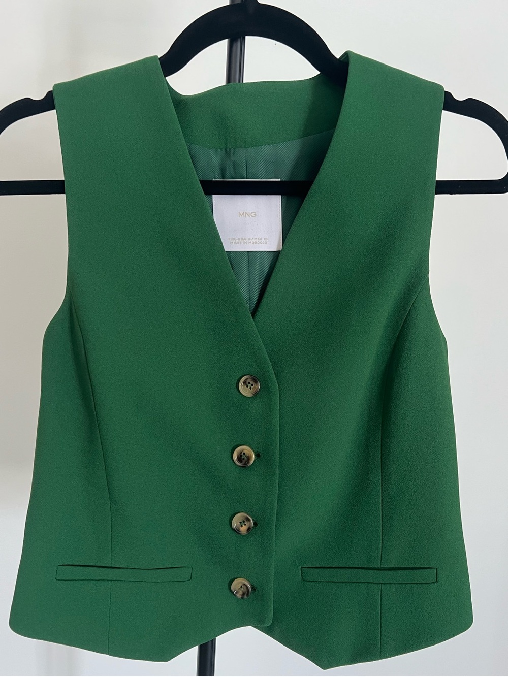 Mango Green Tailored Button-Front Vest